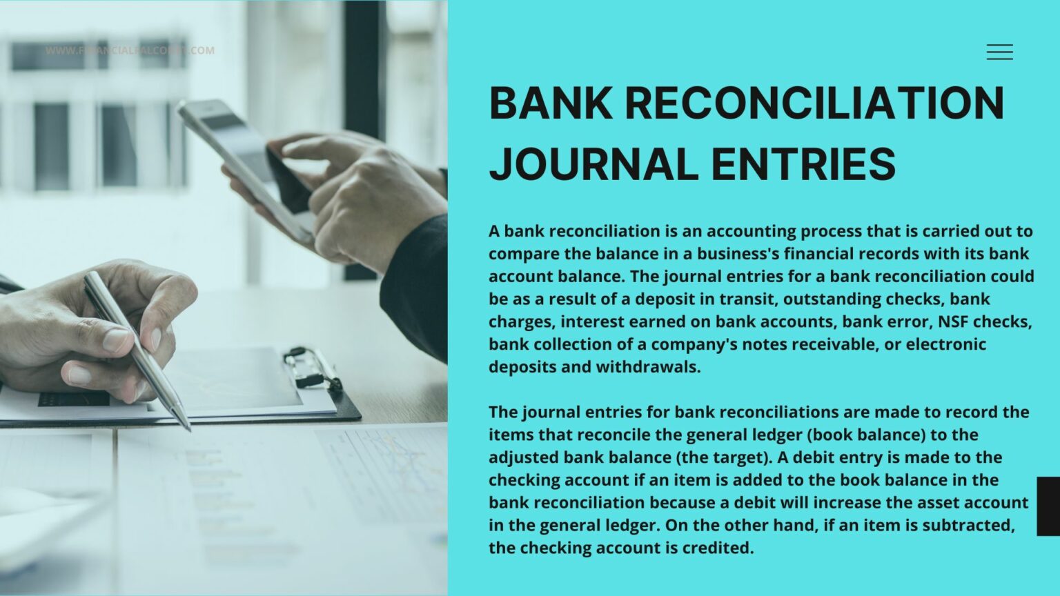 Bank Reconciliation Journal Entries - Financial Falconet